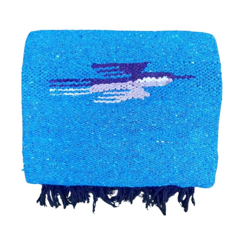 Open Road Goods Yoga Blanket - Thick Mexican Thunderbird Blanket - Handmade and Made for Yoga! (Aqua Blue) - Image 5